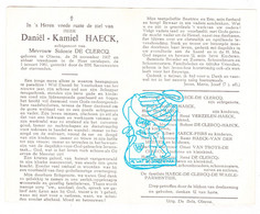 DP Daniël Kamiel Haeck ° Olsene Zulte 1907 † 1961 X S. De Clercq / Verzelen Peirs Van Troys Santens De Waele Parmentier - Devotieprenten