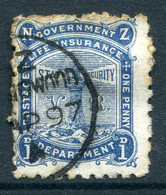 New Zealand 1891-98 Life Insurance - Lighthouse - With VR - P.10 - 1d Blue Used (SG L8) - Officials