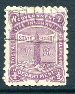 New Zealand 1891-98 Life Insurance - Lighthouse - With VR - P.11 - ½d Bright Purple Used (SG L13) - Servizio