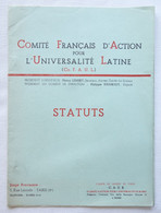 Statuts - Comité Français D'Action Pour L'Universalité Latine - Henry Lémery / Philippe Henriot 1938 - Historische Dokumente