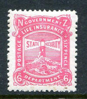 New Zealand 1913-37 Life Insurance - Lighthouse - Cowan - P.14 - 6d Pink HM (SG L36) - Oficiales