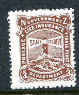 New Zealand 1944-47 Life Insurance - Lighthouse - Mult. Wmk. - 3d Brown-lake HM (SG L40) - Oficiales