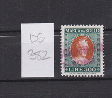 Italy Italia Italien Italie Topic Reveue Stamp Used Usato Timbre Fiscal, Lire 300 Marca Da Bollo (ds382) - Fiscali