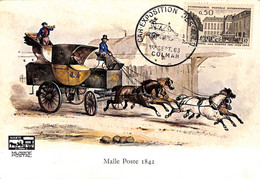 22- 7 - 1664  Car Exposition Colmar 1963 Malle Poste 1842 - Commemorative Postmarks