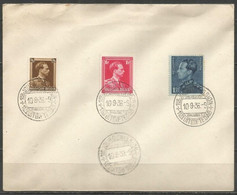 Belgique - Léopold III Col Ouvert N°427 Et 428 + Portman N°430 Sur Enveloppe Avec Cachet 1er Jour 10-9-36 - 1936-1957 Open Collar