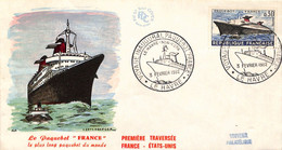 22- 7 - 1675 FDC Premier Jour Voyage Inaugural Du Paquebot France Le Havre 1962 - 1960-1969