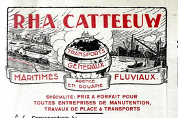 1927 TRANSPORTS MARITIMES ET FLUVIAUX  Rha Catteeuw Anvers Belgique POUR Sté Dynamites De Matagne (Belgique) V.TEXTE - Transporte