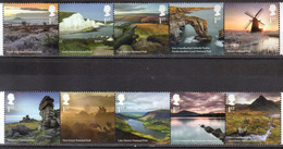 2021 Great Britain / UK National Parks Of UK Strips 5x2 MNH** MiNr. 4712 - 4721 Windmils Albions Sea Beach Lake District - 2021-…