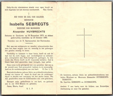 Bidprentje Oorderen - Sebregts Isabella (1873-1955) - Imágenes Religiosas