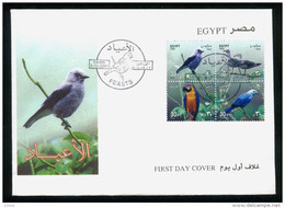 EGYPT / 2001 / FESTIVALS / BIRDS / BLACK & WHITE BIRD / SEA GULLS / PARROT / BLUE BIRD / FDC. - Lettres & Documents