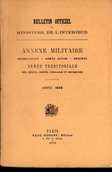 (militaria) Annexe Militaire: Recrutement, Armée Active, Réserve, Armée Terriotoriale ... 1895 (M4096) - Français