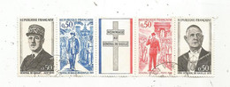 Timbre , France , BLOC DE 5 , 4 Timbres + 1 Vignette , HOMMAGE AU GENERAL DE GAULLE - Used