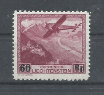 LIECHTENSTEIN   YVERT   14   MH   * - Poste Aérienne