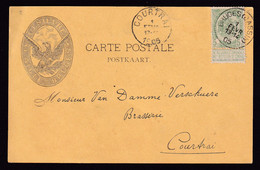 37/070 - Carte Illustrée AIGLE TP Armoiries BRUGES Bassin 1905 Vers Brasserie COURTRAI - Entete Genièvre L' Aigle Bruges - 1893-1907 Stemmi