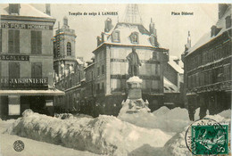 Delcampe - Langres * Tempête De Neige , Place Diderot * Magasin Commerce Modes BELLE JARDINIERE - Langres
