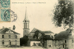 Hortes * 1907 * Hôtel Des Voyageurs BESSON , Mairie Et Place De L'église - Sonstige & Ohne Zuordnung