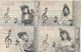 Fantaisie - Femme: Série Complète Les Notes De Musique - 10 Cartes Bergeret Dos Simple En Bon état 1903 - Women