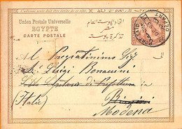 Aa0079 - EGYPT - POSTAL HISTORY - Stationery Card  From PORT SAID To ITALY  Disinfected Mail 1883 - 1866-1914 Khedivate Of Egypt