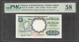 Malaya British Borneo Malaysia 1 Dollar P-8a 1959 PMG 58 Choice UNC - Malesia