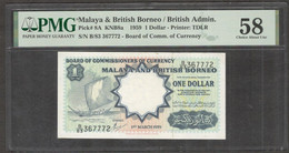 Malaya British Borneo Malaysia 1 Dollar P-8a 1959 PMG 58 Choice UNC - Malaysia