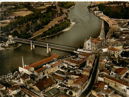 Langon * Vue Aérienne Sur Le Pont Routier , L'église Et La Garonne - Langon