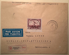 1930 5 F Poste Aérienne Yv 5 SEUL ! S.lettre Par Avion BRUXELLES 1931>Berlin  (Belgique Airmail Belgium Air Post Cover - Sonstige & Ohne Zuordnung