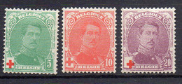 181 490 - BELGIO 1914 - Unificato 129/131 * Linguella Pesante - Effige Di Re Alberto I - 1914-1915 Croix-Rouge