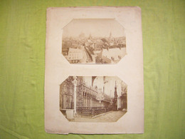 2 Photos N&B  Sur Carton Amiens Vue Générale & Int. Cathédrale Vers 1900  Clichés 12 X 17 Cm - Orte