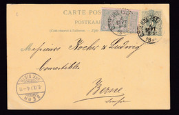 37/092  - Entier Lion Couché + TP 68 Expo Anvers OSTENDE Station 1894 Vers BERN Suisse - Postcards 1871-1909