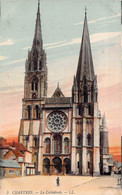 CPA - 28  - CHARTRES - La Cathédrale - Colorisée - Rosace - Vitraux - Chartres