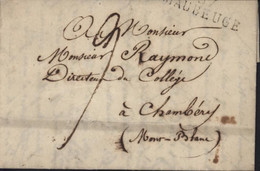 59 Nord Marque Postale Noire 57 MAUBEUGE (40x11) Lettre Du 14 OCT 1814 Pour Chambéry Savoie Taxe Manuscrite 3 - 1801-1848: Precursors XIX