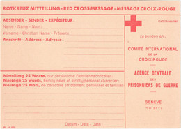 II GUERRA MONDIALE - CROCE ROSSA 'ROTKREUZ MITTEILUNG - RED CROSS MESSAGE - MESSAGE CROIX-ROUGE' - NUOVA - Croix-Rouge