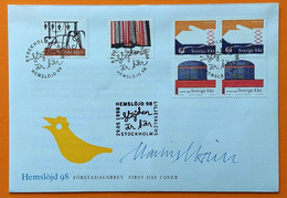 Sweden 1998 Handicrafts FDC Signed By Martin Mörck - RARE Cover (**) - Storia Postale