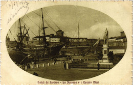 CPA Saluti Da LIVORNO La Darsena E I Quattro Mori. ITALY (467864) - Livorno