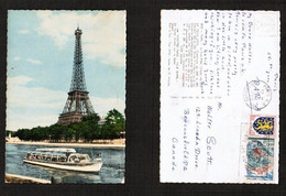 FRANCE  1960's "EIFFEL TOWER" USED POSTCARD (PC-118) - Ile-de-France