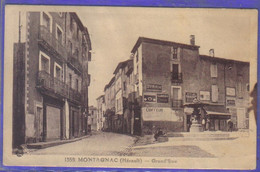 Carte Postale 34. Montagnac  Grand'Rue  Coiffeur Et Fontaine Très Beau Plan - Montagnac