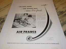 ANCIENNE PUBLICITE AIR FRANCE DINER NUIT VOICI NEW YORK   1956 - Publicidad