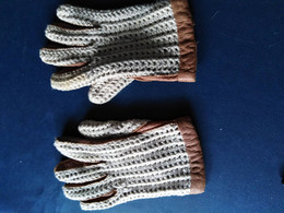 GANTS  CUIR  POUR  ENFANTS  VINTAGE (IMITATION GANTS DE CONDUITE ) / LONGUEUR TTLE 17cm ( Doigts 6.5cm) - Other & Unclassified