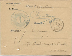LETTRE EN FRANCHISE MAIRIE DE SOULLANS -VENDEE -  OBLITEREE CAD POINTILLE 1913 - Civil Frank Covers