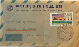 Brésil - Rio Grande Do Sul - Primero Dia De Circulaçao - Lettre Entête Rotary Club De Porto Alegre Leste - Pour Londres - Lettres & Documents