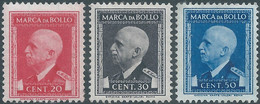 ITALIA-ITALY-ITALIEN,1939 Marca Da Bollo,Revenue Fiscal -Tax,Cent.20-30-50,Mint - Fiscaux