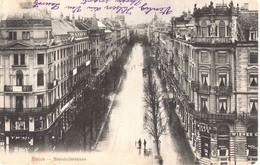 ZÜRICH Schweiz Bahnhofstraße Vogelschau Hotel TERMINUS Mit Steinols Wiener Cafe 8.11.1908 Gelaufen Marke Ab - Laufen-Uhwiesen 