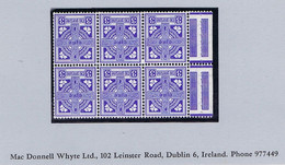 Ireland 1954-66 E Celtic Cross 3d Booklet Pane Of 6, Watermark Inverted, Fresh Mint Unmounted Never Hinged - Unused Stamps