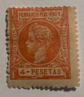 1901. FERNANDO POO. 4 Ptas. EDIFIL Nº 107. * Nuevo Con Fijasellos - Fernando Po