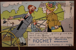 1910's CPA Ak Publicité Pub Illustrateur Chapeau ROCHET Chapelier Mode - Autres & Non Classés