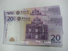 Macau 2008 Bank Of China $20 Patacas Banknote UNC €6.5/pc Number Random - Macau