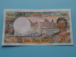 500 - Cinq Cents Francs - PAPEETE ( 06101807-01807 - M.3 ) D'Emission D'Outre-Mer ( For Grade, Please See Photo ) UNC ! - Papeete (Polynésie Française 1914-1985)