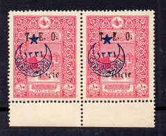 !!! CILICIE, PAIRE DU N°63 SURCHARGE CILICIE PARTIELLEMENT EFFACEE TENANT A NORMAL NEUVE ** - Unused Stamps