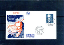 Sarre. Enveloppe Fdc. Centenaire De La Mort D'Alexandre De Humbolt. 1959 - FDC