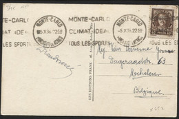 Monaco N°115 Obl. MONTE-CARLO S/CP Vers La Belgique 1936 (x452) - Covers & Documents